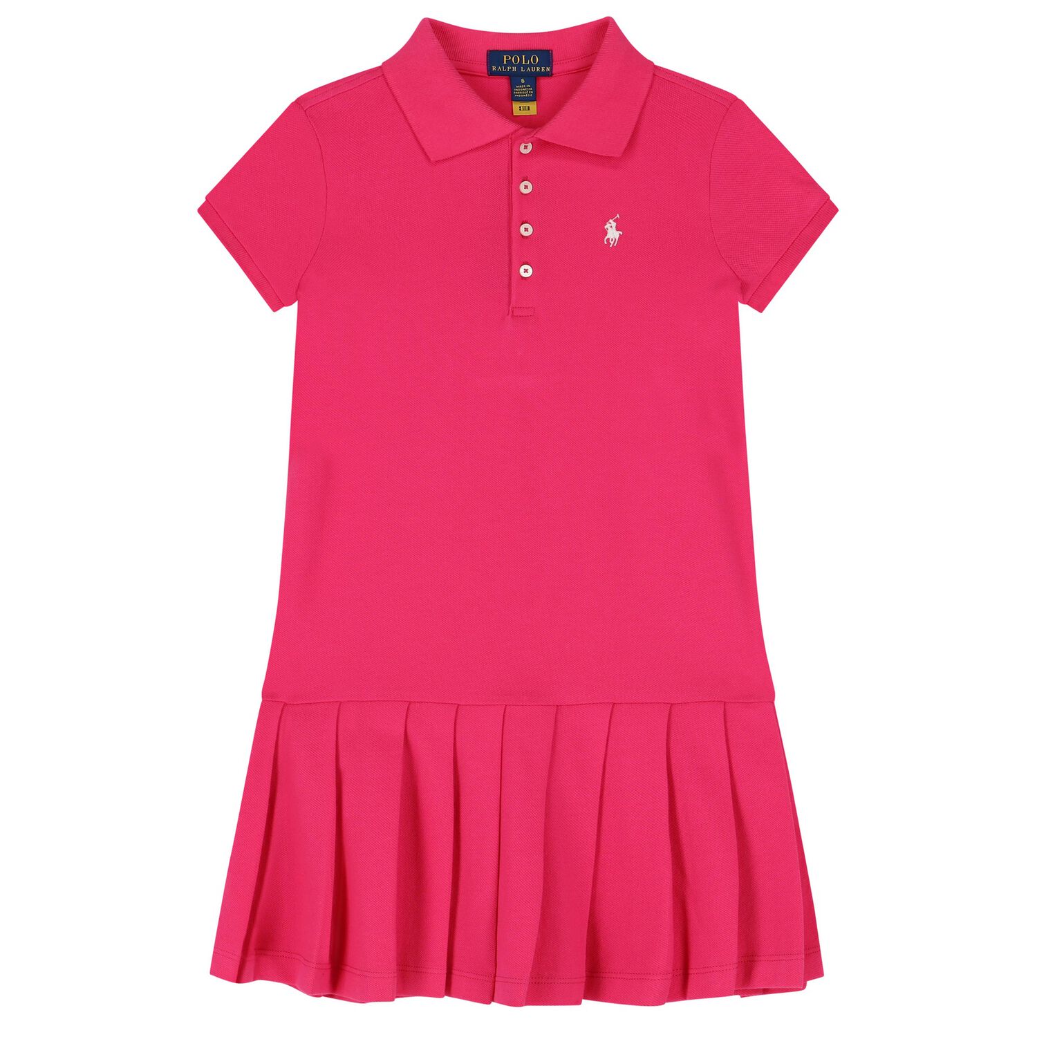 Girls Pink Logo Polo Dress, 2, hi-res image number null