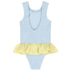 Girls Blue Ruffle Crinkle Swimsuit, 4, hi-res
