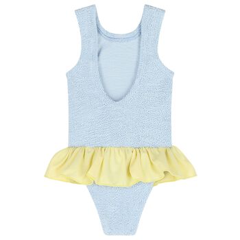 Girls Blue Ruffle Crinkle Swimsuit