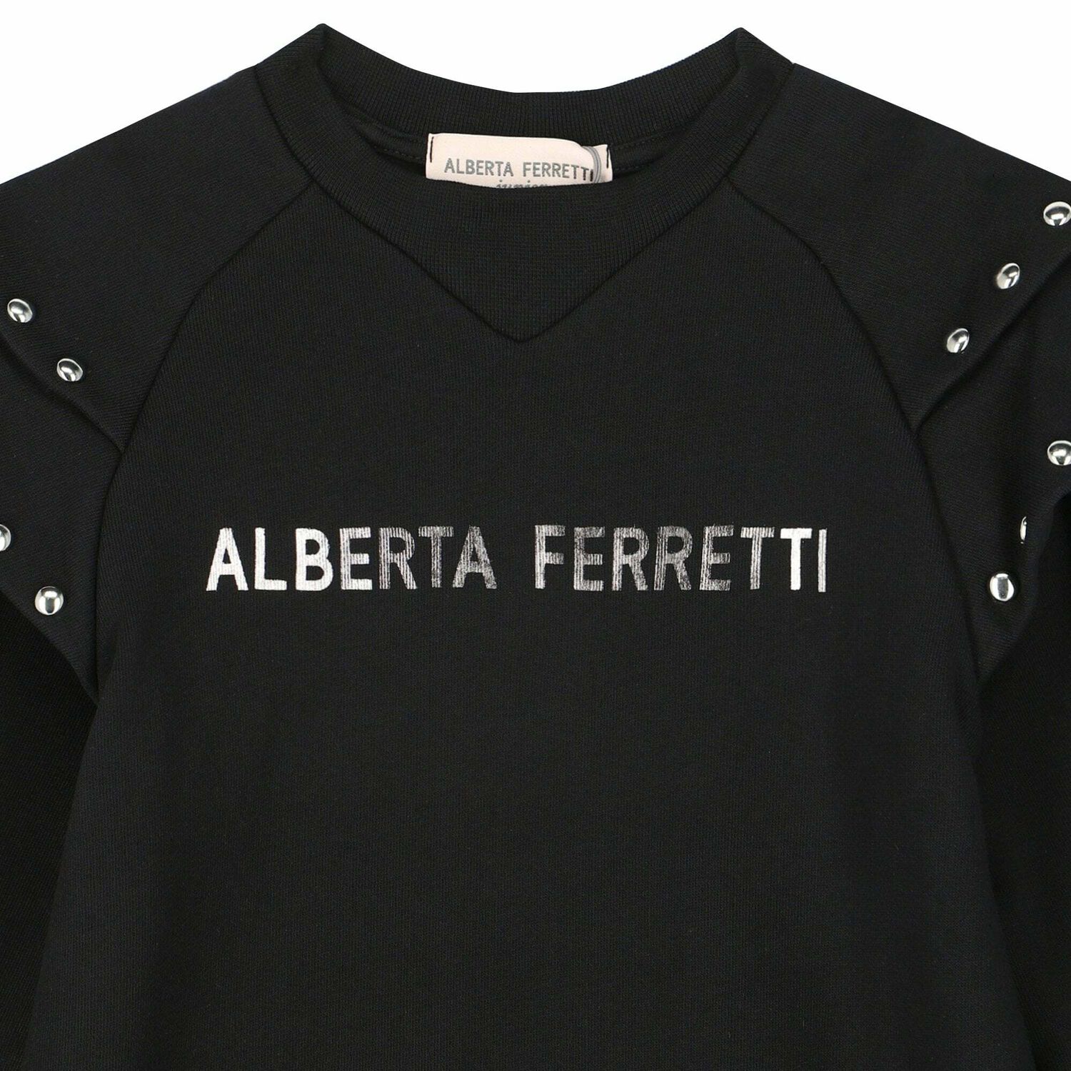 Girls Black Logo Sweatshirt Dress, 1, hi-res