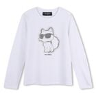 Girls Mini Me White Choupette Long Sleeve Top, 1, hi-res