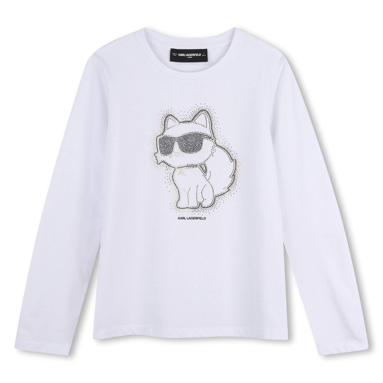 Girls Mini Me White Choupette Long Sleeve Top, 1, hi-res