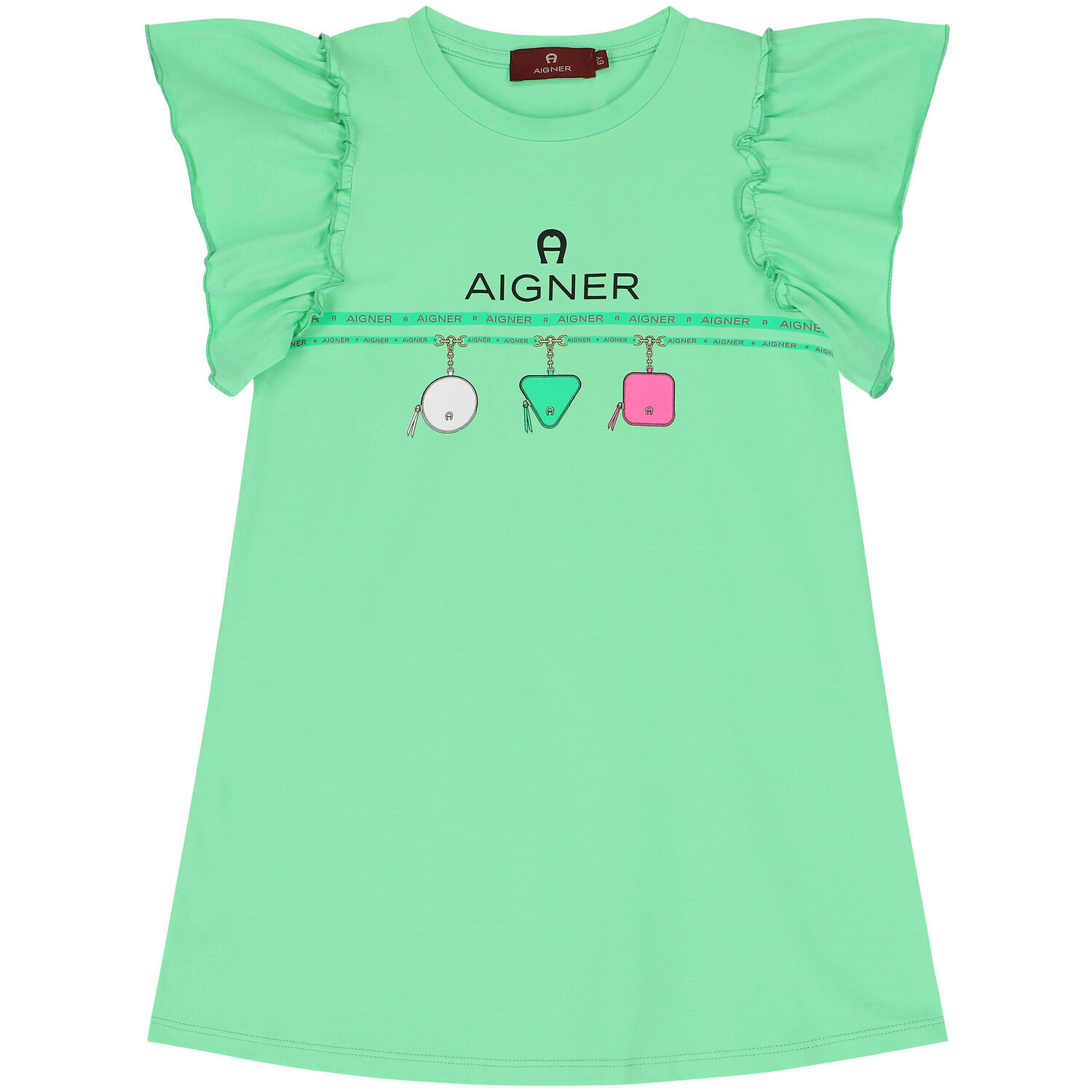 Girls Green Logo Dress, 2, hi-res image number null