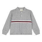 Baby Boys Grey Web Striped Sweatshirt , 1, hi-res