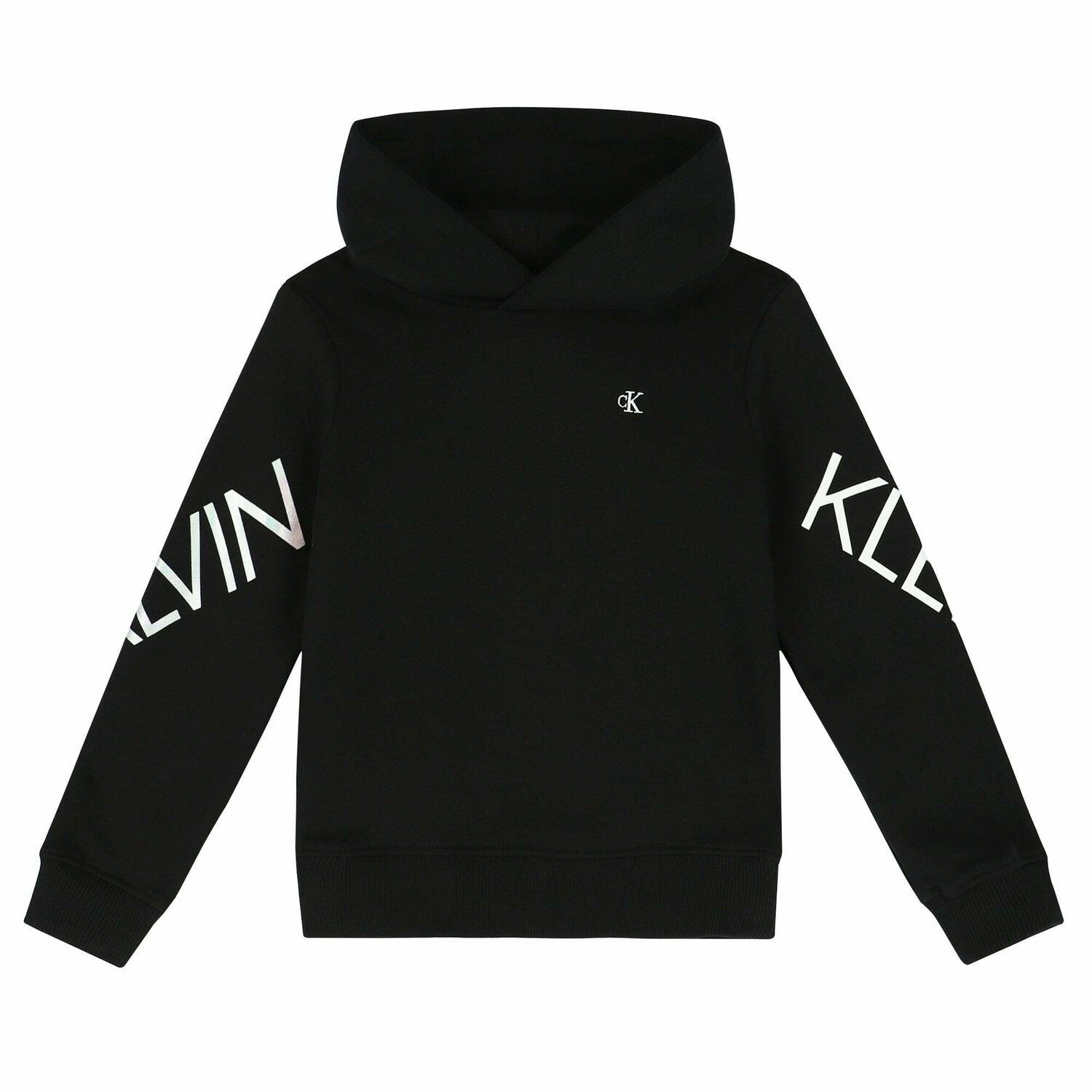 Girls Black Logo Hooded Top, 2, hi-res