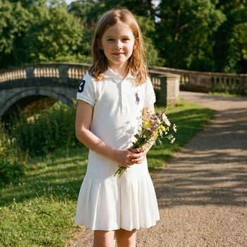 Girls White Logo Polo Dress 