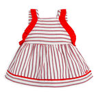 Girls White & Red Stiped Dress, 1, hi-res