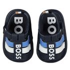 Baby Boys Navy Blue Logo Sandals, 1, hi-res