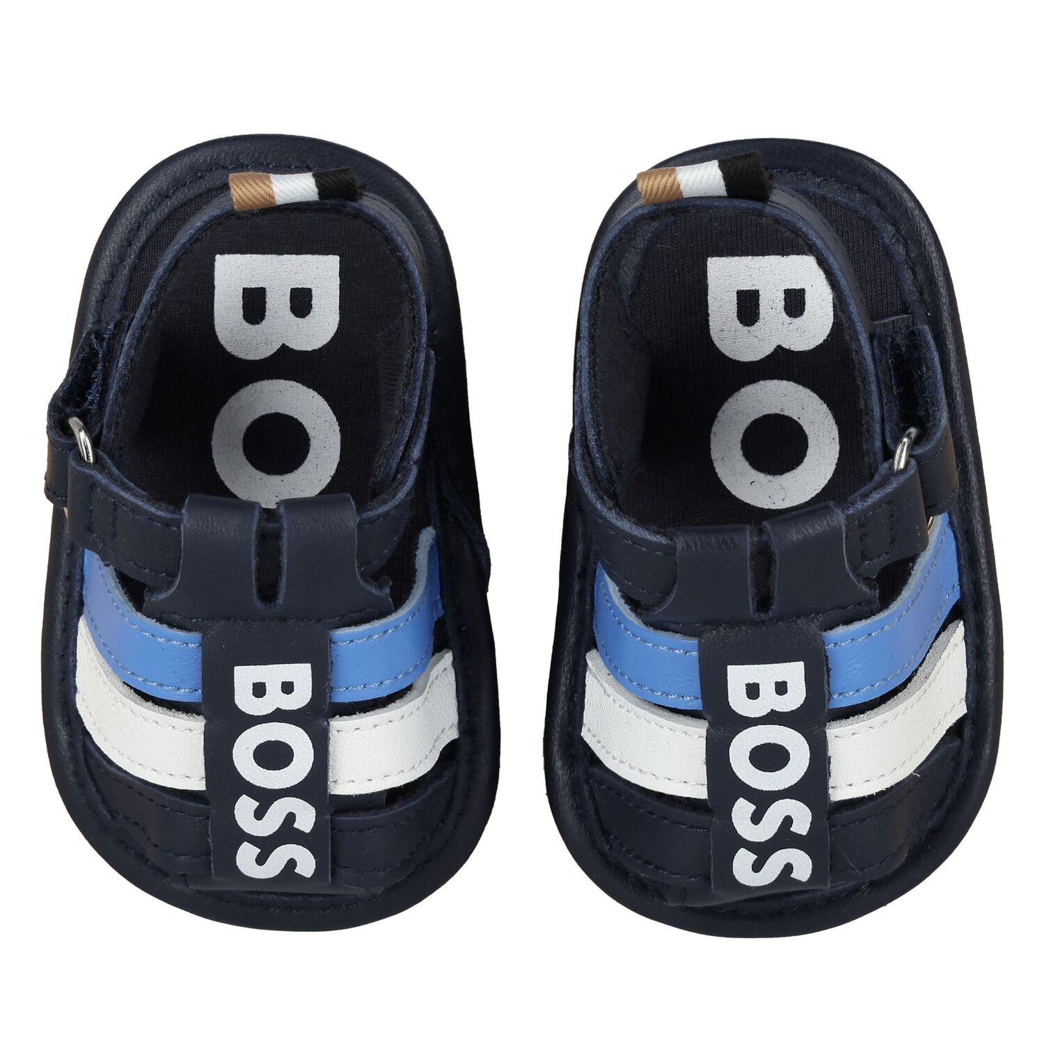 Baby Boys Navy Blue Logo Sandals, 1, hi-res