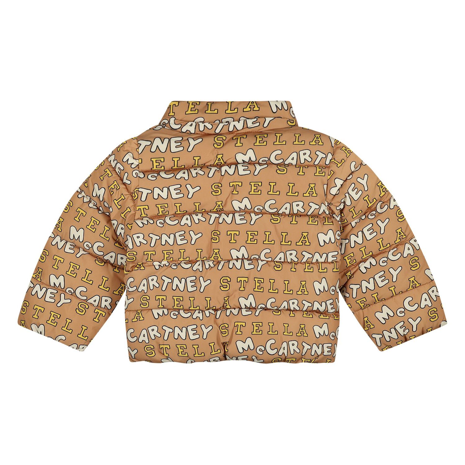 Younger Boys Beige Logo Padded Puffer Jacket, 1, hi-res