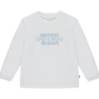 Boys White Logo Long Sleeve Top, 1, hi-res