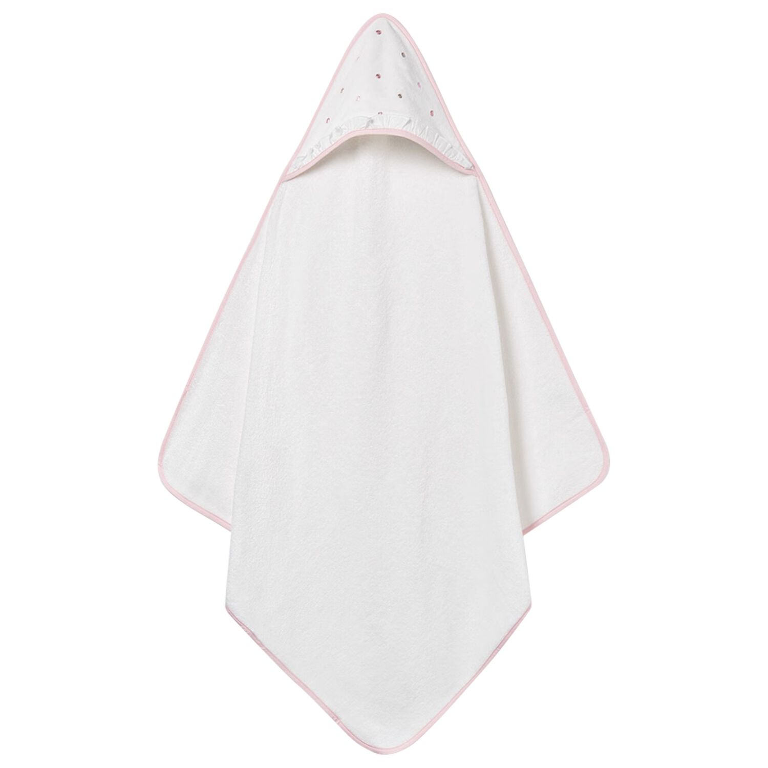 Baby Girls White & Pink Hooded Towel, 2, hi-res