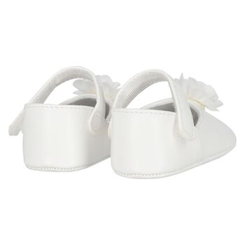 Baby Girls White Flower Pre Walker Shoes