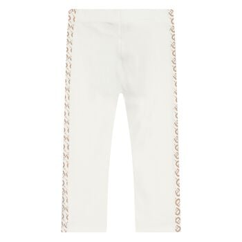 Younger Girls Ivory Logo Leggings