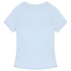 Girls Blue Embellished Logo T-Shirt, 3, hi-res