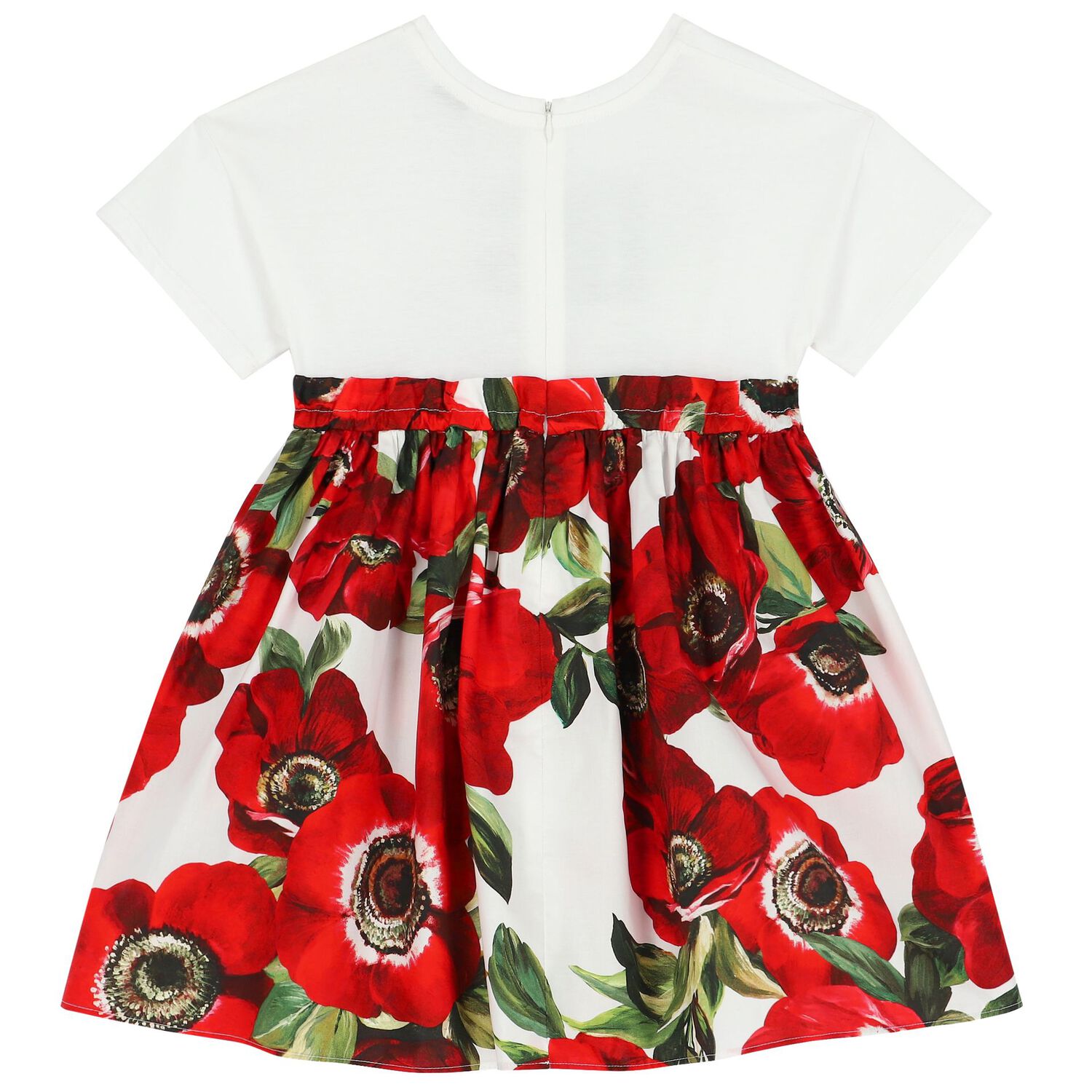 Girls Red & White Floral Dress, 1, hi-res image number null