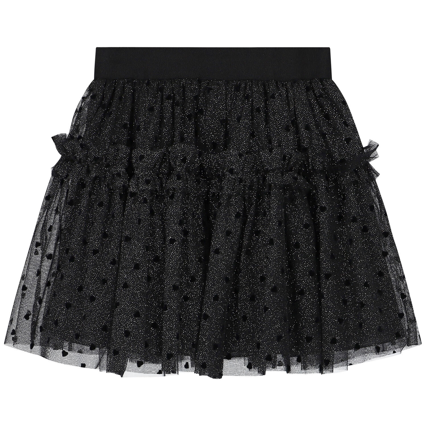 Girls White & Black Tulle Skirt Set, 1, hi-res