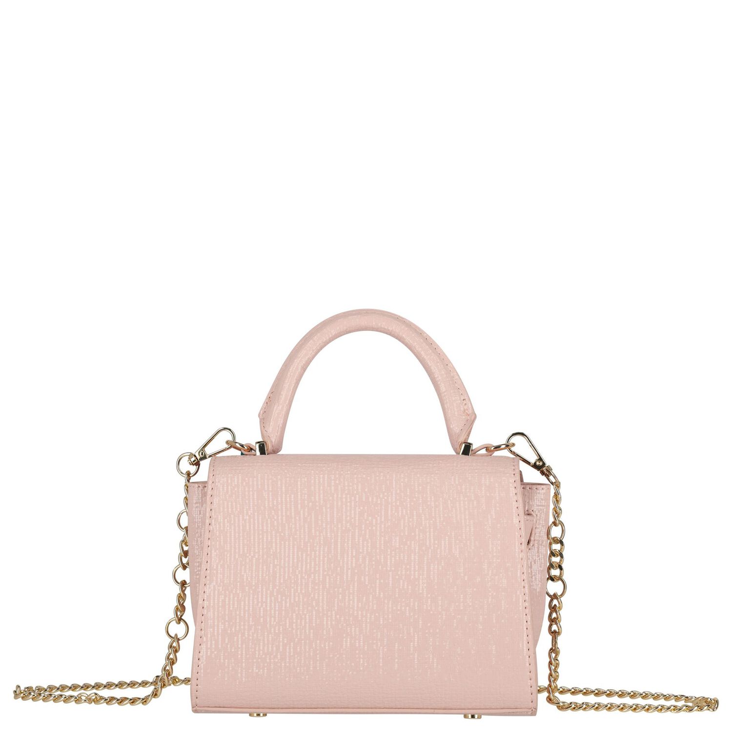 Girls Metallic Pink Textured Faux Leather Handbag, 1, hi-res