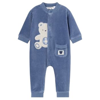 Baby Boys Blue Teddy Bear Babygrow