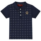 Younger Boys Navy Logo Polo Shirt, 1, hi-res