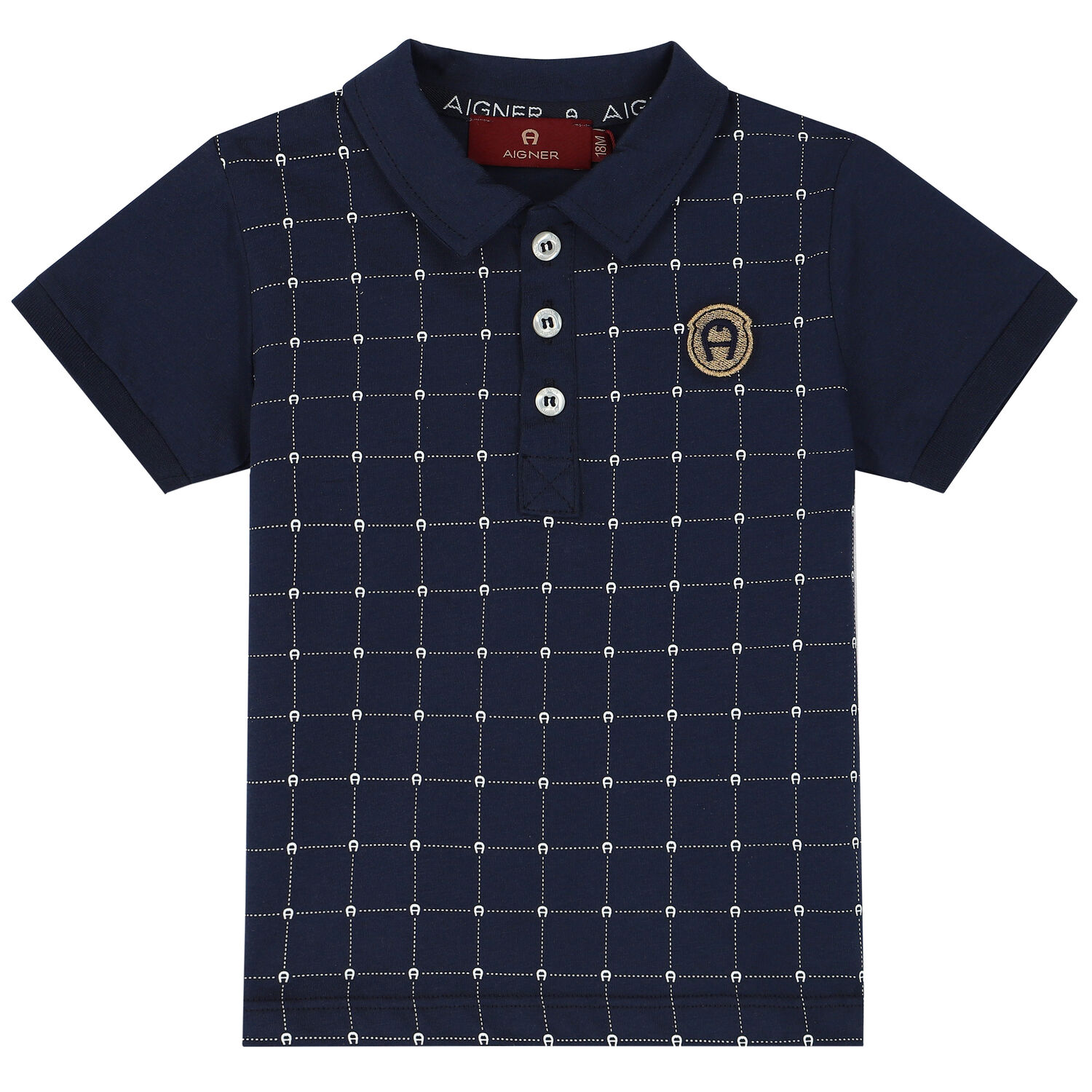 Younger Boys Navy Logo Polo Shirt, 1, hi-res