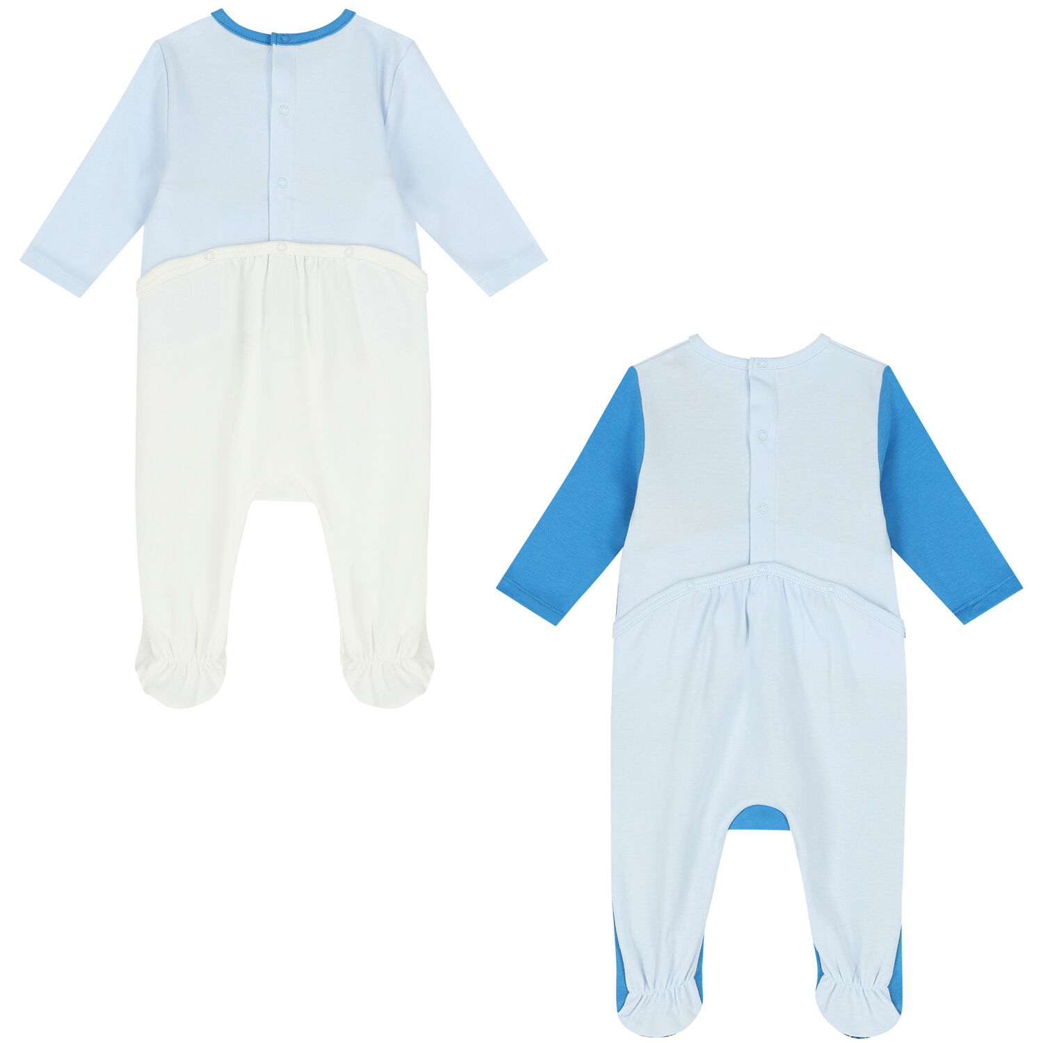Baby Boys White & Blue Logo Babygrows (2 Pack), 1, hi-res