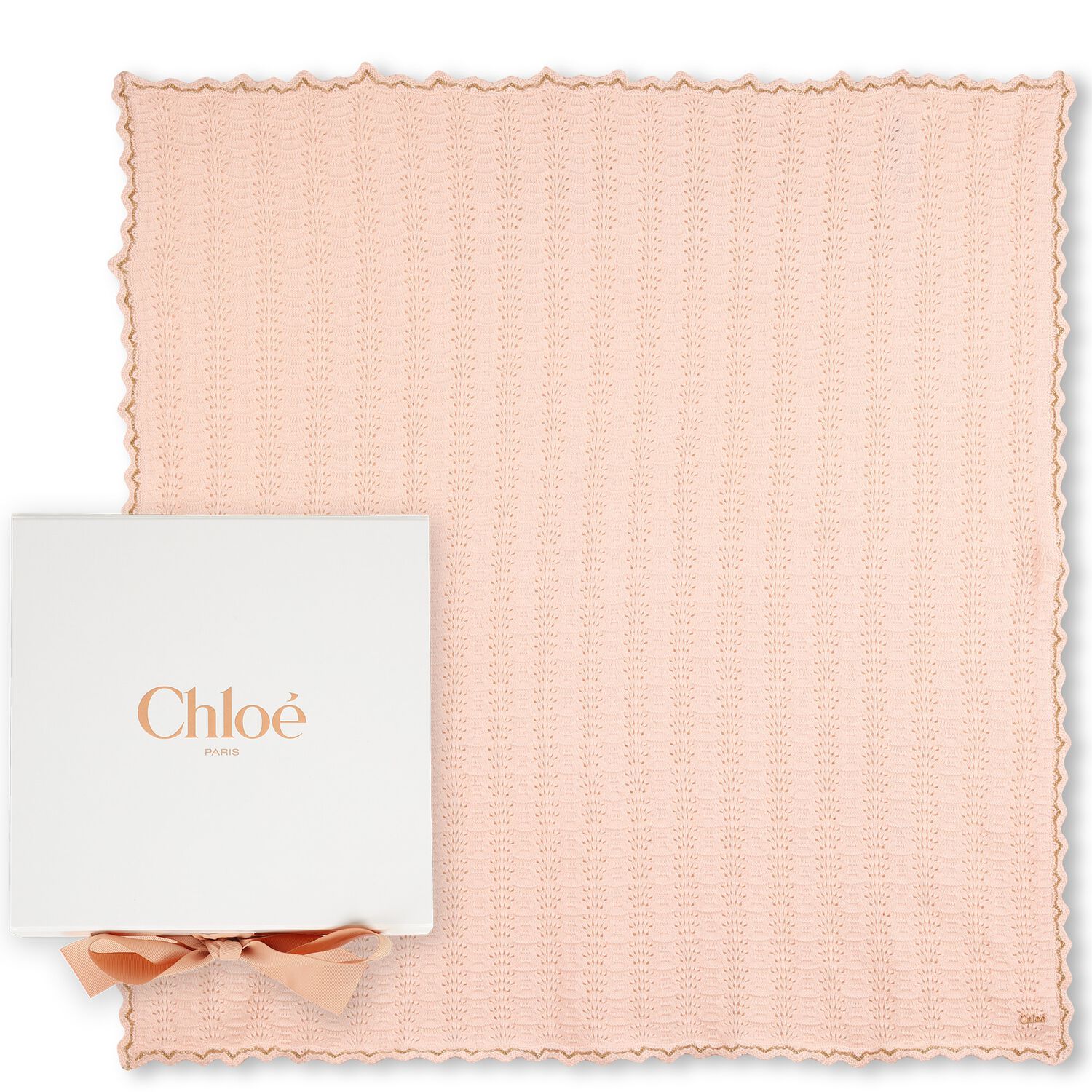 Baby Girls Pink Pointelle Knit Blanket, 1, hi-res