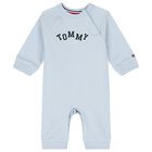 Baby Boys Blue Logo Romper , 1, hi-res
