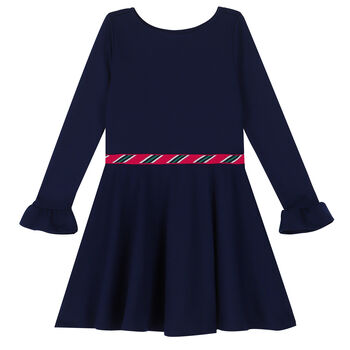 Girls Navy Long Sleeve Dress