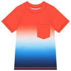 Boys Orange, Blue & White Rash Vest, 1, hi-res