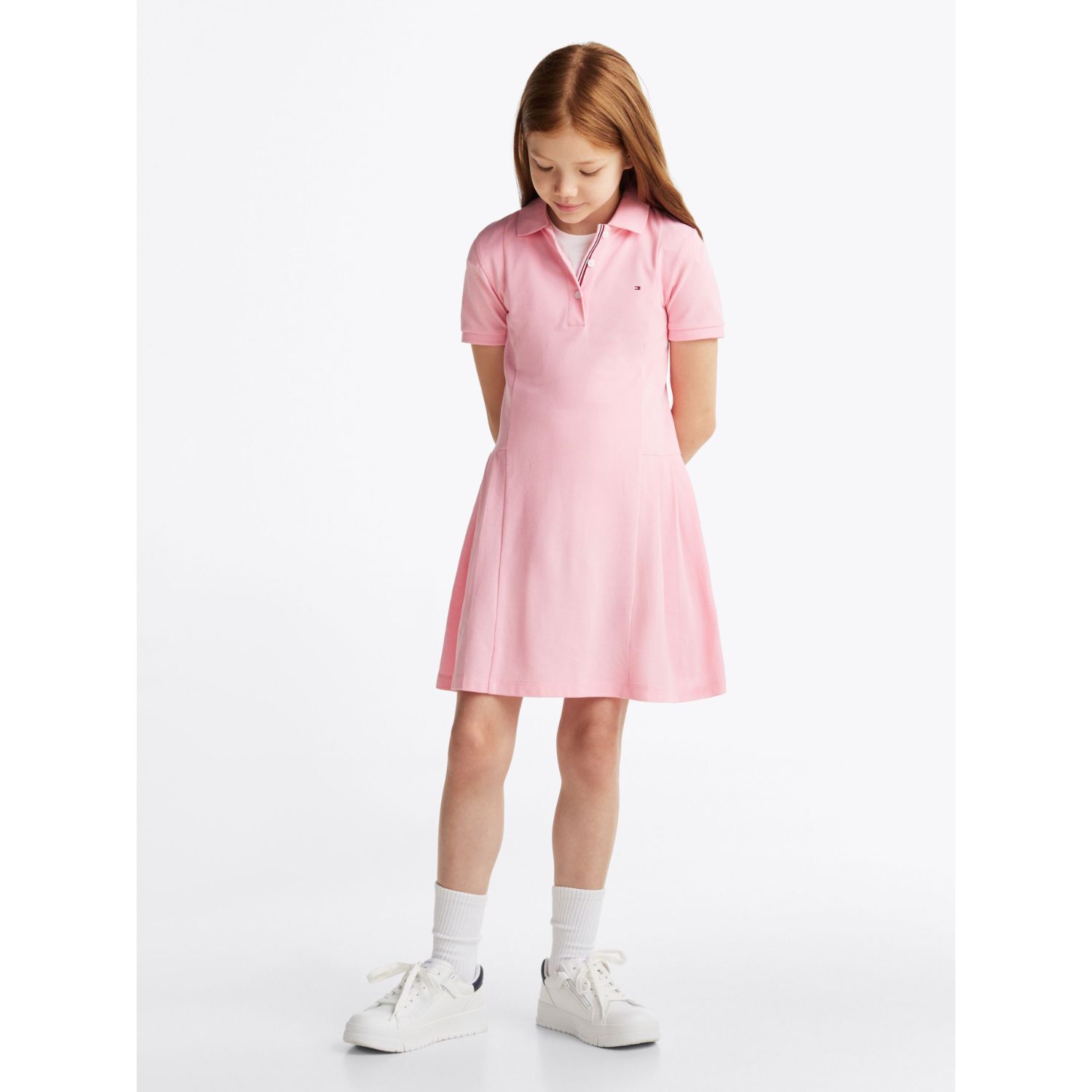 Girls Pink Logo Polo Dress, 1, hi-res image number null