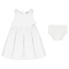 Younger Girls White Satin Dress Set, 1, hi-res