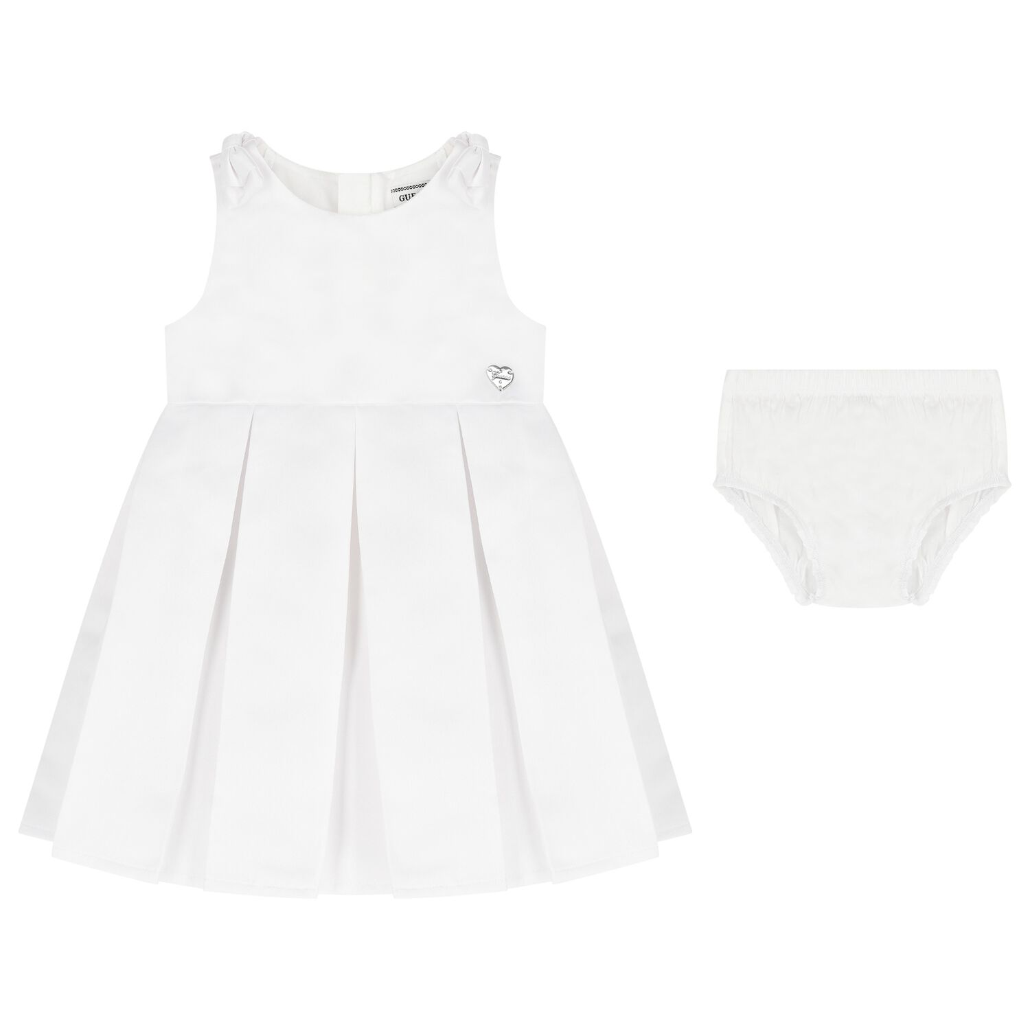 Younger Girls White Satin Dress Set, 1, hi-res image number null
