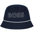 Younger Boys Navy Blue Logo Bucket Hat, 1, hi-res
