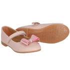 Girls Pink Bow Ballerina Shoes, 1, hi-res