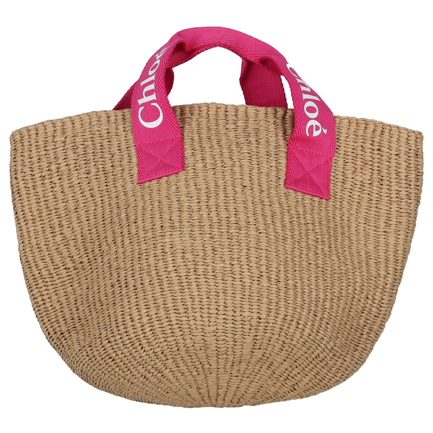 Girls Pink & Beige Straw Handbag, 1, hi-res