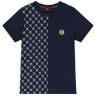 Boys Navy Blue Logo T-Shirt, 2, hi-res