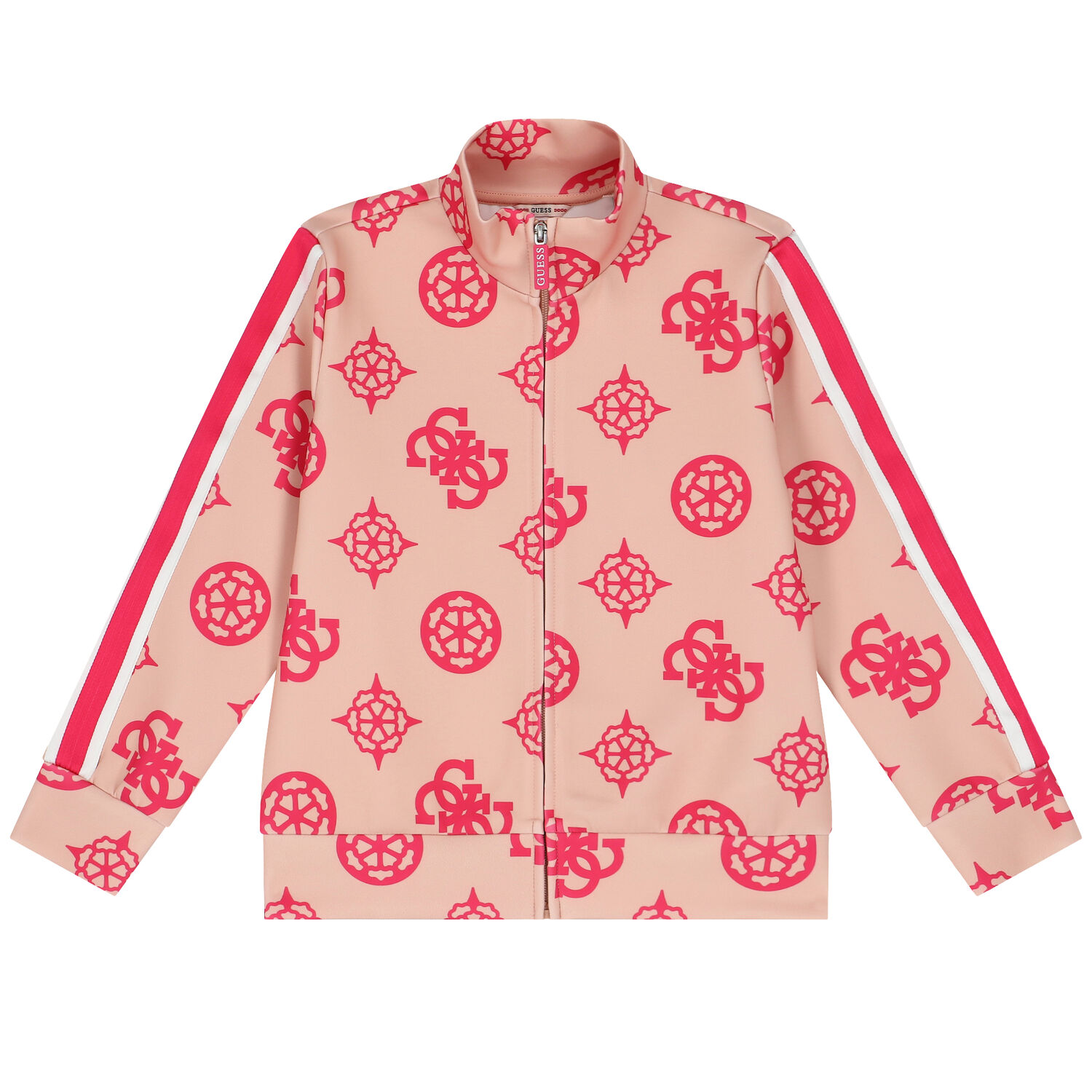 Girls Beige Logo Zip Up Top, 1, hi-res