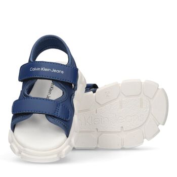 Younger Boys Blue & White Logo Sandals