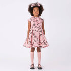 Girls Pink Floral Organza Brocade Dress, 1, hi-res