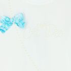 Girls White & Blue Logo Bag Leggings Set, 1, hi-res