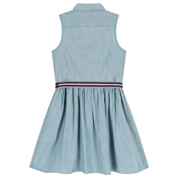 Girls Blue Logo Sleeveless Dress