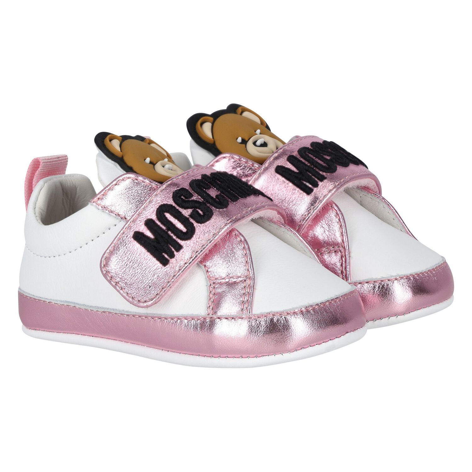 Baby Girls Pink & White Teddy Bear Pre Walker Shoes, 1, hi-res image number null