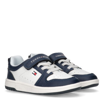 Boys Navy Blue & White Logo Trainers