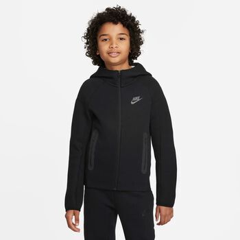Black Logo Hooded Zip Up Top