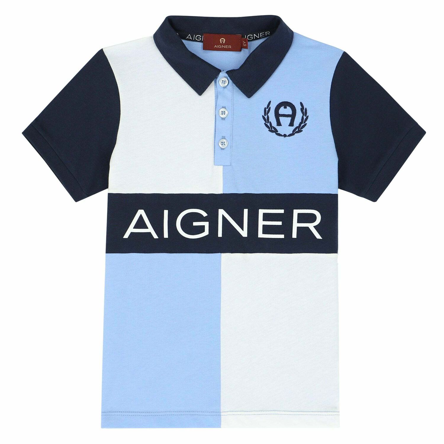 Boys Blue & White Logo Polo Shirt, 1, hi-res