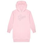 Girls Pink Embellished Logo Hooded Dress, 1, hi-res