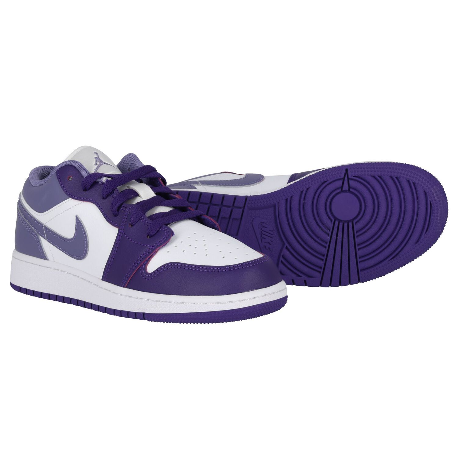 Girls Purple & White Air Jordan 1 Low Trainers, 7, hi-res
