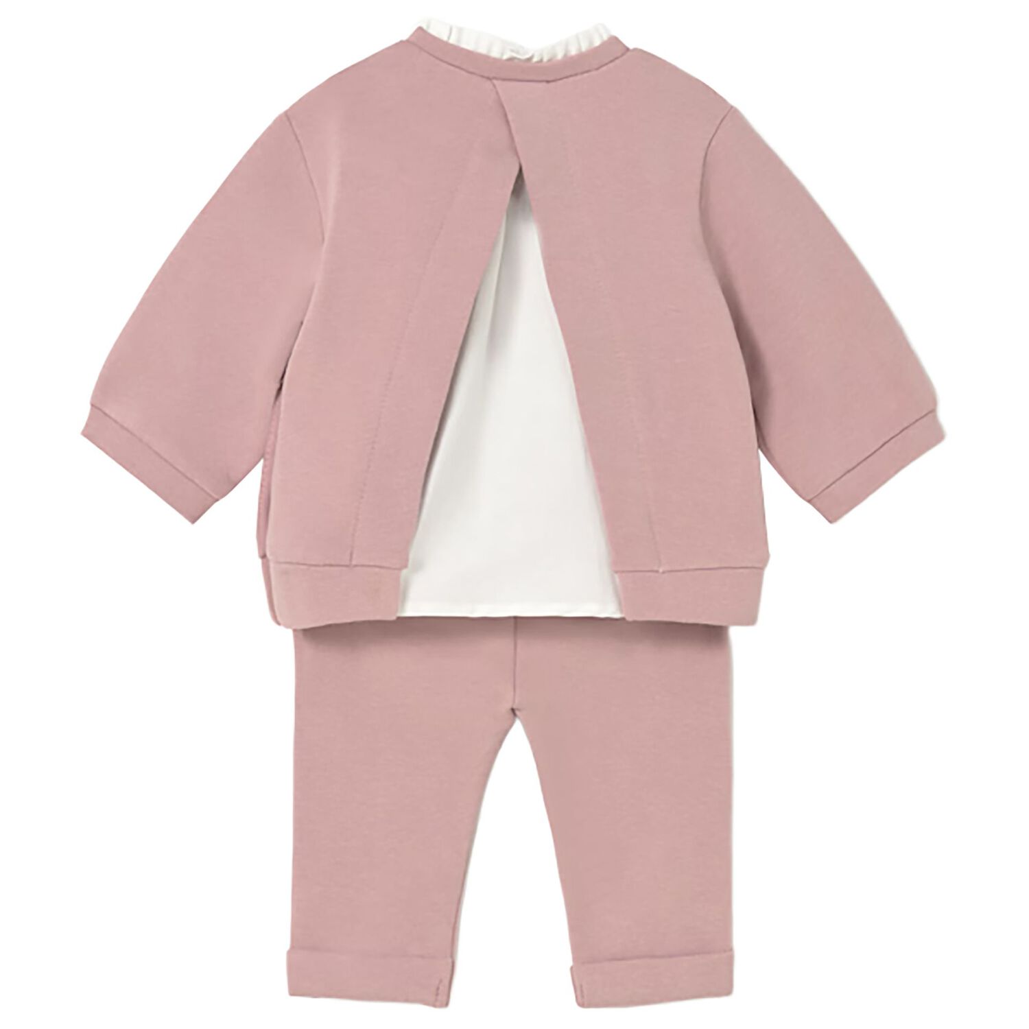 Baby Girls Pink & White Tracksuit, 1, hi-res