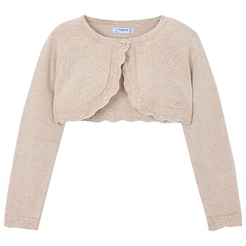 Girls Beige Bolero Knit Cardigan